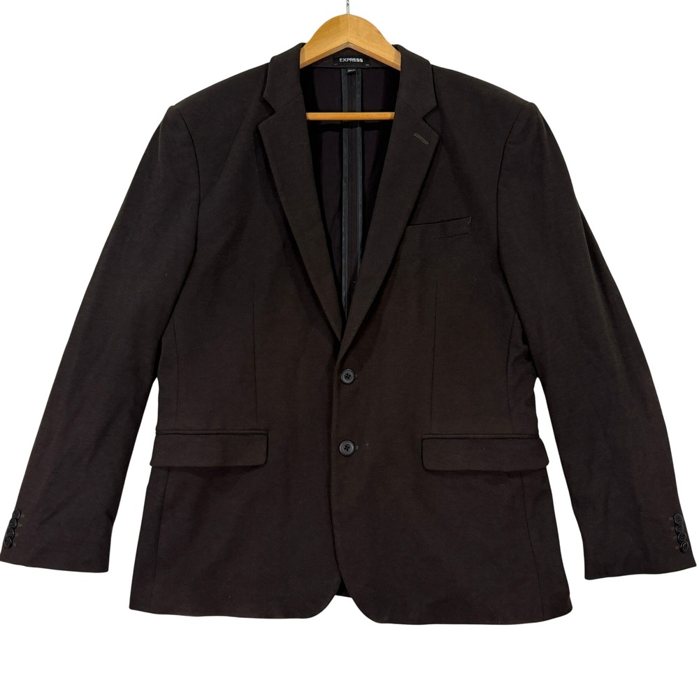 NEW Express Mens 42S Blazer Slim Fit Dark Brown Two Button Stretch Sport Coat